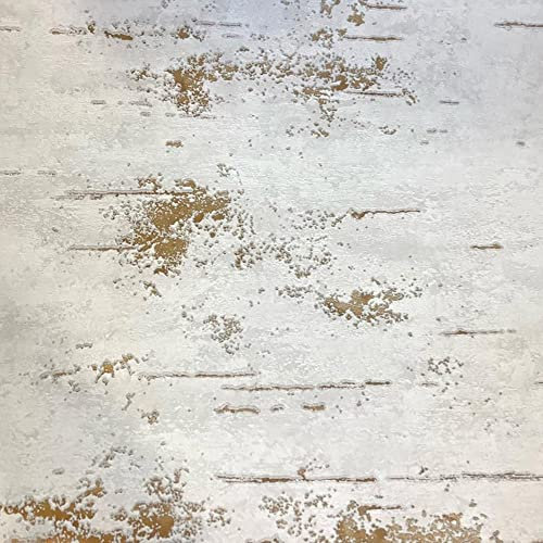 Industrial Stone Concrete White Metallic Gold Wallpaper - Paste The Wall Blown Vinyl Bedroom Modern Contemporary