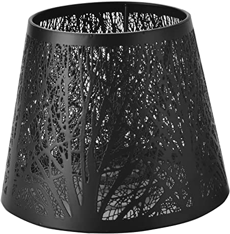 Josenidny Pantalla de lámpara pequeña en bombilla, pantalla de metal con de árboles para lámpara de pared, color negro