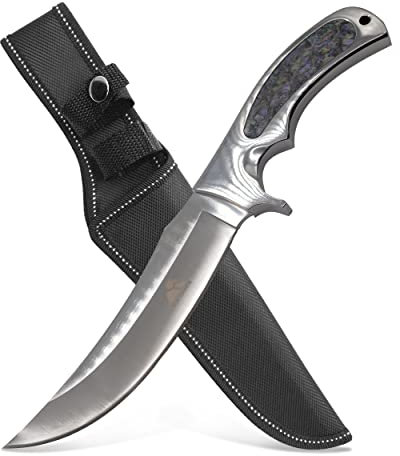 Krollmann by GER-SABER Jagdmesser festehende Clip-Point-Klinge inkl. Gürtelholster 28,5cm Einhandmesser - Outdoor Messer für jedes Abenteuer, Survival Bowiemesser für Camping, Jagd, Wandern (A12)