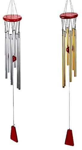 Campane a Vento Metallo,Qiundar 2 Pezzo Scacciapensieri a Vento Campanelli Eolici Tubolari Wind Chimes Esterno Interno da Appendere(75 * 9cm)