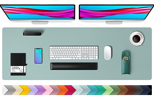 Aothia Schreibtischunterlage - Mauspad,Büro Schreibtischmatte,Rutschfester PU Leder Schreibtisch,Laptop Schreibtisch Pad,Wasserdichtes Schreibtisch Schreibpad für Büro und Zuhause(122x43cm, Hellblau)