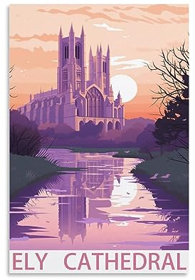 Ely Cathedral Vintage-Reise-Poster, Landschaft, 20 x 30 cm, Wandkunst, Kunstdruck, Leinwand-Kunst-Poster, modernes Familienschlafzimmer-Dekor-Poster