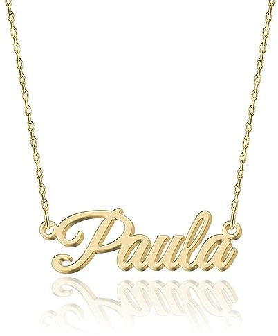 UMAGICBOX Personalisierte Namenskette | 14 Schriftarten zur Auswahl | Anpassbarer Anhänger aus 18K vergoldetem Edelstahl und Sterling Silber | Unvergessliches Geschenk für Sie