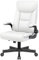 BestEra Chefsessel aus Leder, ergonomischer Bürostuhl, groß und hoch, Schreibtischstühle mit verstellbaren Klapparmen, Lendenwirbelstütze, Computerstuhl mit Schaukelfunktion, Weiß