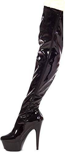 Kassiopeya Lack Plateau Overknee High Heels Gr 36-44 schwarz NEU Stöckelschuhe