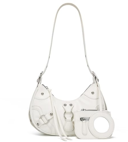 CATMICOO Y2K - Borsa a tracolla da donna, stile punk, piccola borsa a tracolla, bianco