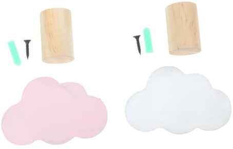 HOMSFOU 2st Wolkenhaken Kindergarderobe Wandgarderobe Schwere Garderobe Wand Dekoration Schwere Metallbügel Robuste Haken Zum Aufhängen Wand Kleiderständer Hölzern Weiß Jahrgang Wandbehang