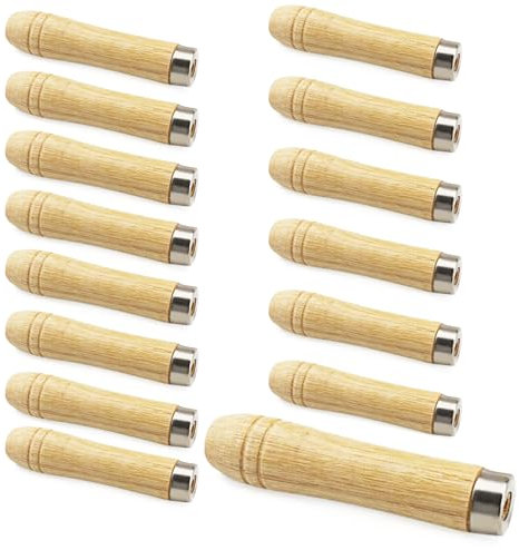 Manico per Lime in Legno, Manici in Legno per File da Taglio, per Lavorazione del Legno, Falegname, Foro da 6 mm, Lunghezza 105 mm, 15 Pezzi