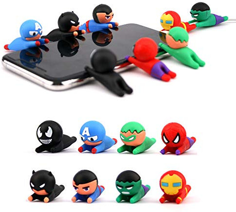 Axanbox 3D Cartoon Animal Cute Cable Protector Cord Saver for iPhone, iPad (SUPERHEROES-8PCS)