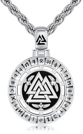 YueYuan Viking Halskette für Herren 925 Sterling Silber Valknut Wikinger Rune Kette Nordischer Anhänger Rune Schmuck Geschenke Wikinger Kultur Enthusiast Schmuck für Abschluss Geburtstag Jahrestag