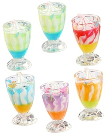 HOOTNEE 6stücke Eiscreme Becher Realistische Dessert-kopien Für Miniaturhäuser Puppenhaus-Dekoration Und -zubehör Miniatur-Eiscreme-Modelle Für Kreative Wohnlandschaften