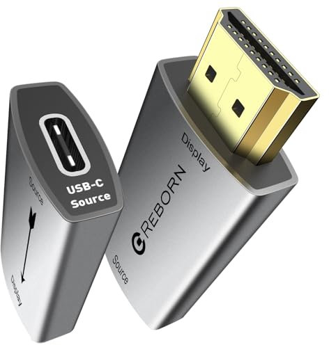 Reborn USB C Female to HDMI Male Adapter | 4K Uni-Directional USB Type C Source to HDMI 2.0 Display Converter Thunderbolt 3/4 to HDMI for MacBook Pro/Air, Galaxy S8 to S23, Surface - 1 Pack