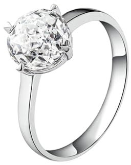 Wycian Wedding Ring Women Silver, Damenring 49 Platin Moissanit Rundschliff Weiß Gravur Für Verlobung Ring Deko