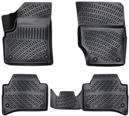 Rizline Passgenau 3D Fussmatten Kompatibel mit Porsche Cayenne 1.Gen 2002-2010 Passgenau Gummimatten Auto Zubehör 1. und 2. Reihe TPE Allwetter Geruchlos rutschfest Vorne & Hinten