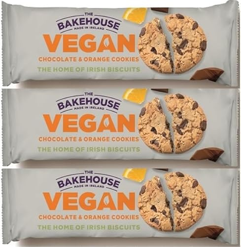Bakehouse Vegan Cookies Biscuits Luxury Selection, 3 Mixed Raspberry & Pistachio, Chocoalate & Orange and Cocoa & Hazelnut 220g each by Zamfoods, Gift pack for all Occasions (3, Chocolate Orange)