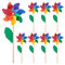 Relaxdays Set 8 Molinillo de Viento, Juego de Viento, Molinos de Viento para Balcón, Jardín, Madera y PP, Multicolor