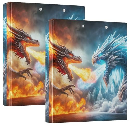 Dragons on Ice and Fire 3,8 cm Ordner mit 3D-Ringen, 3,8 cm, 3-Ringbuch mit Taschen, 2 Stück