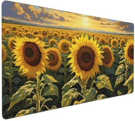 Mouse Pad for Office Work, Gaming Mouse Pad Desk Pad, Extended Mouse Mat, Stitched Edges Mousepad, Washable Large Mouse Mat, Keyboard Pad,Gaming Mouse Mat 31.5x11.8x0.12 inch, Sunset Sunflower Y-955