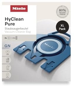 Miele HyClean 12497870 - Bolsas para aspiradora GN, 8 bolsas de polvo XL, 2 filtros de protección del motor y 2 filtros de escape, compatibles con aspiradoras Miele Complete C2/C3 y Classic C1, S8, S5