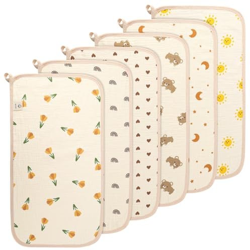 Kaisibum 6 Stück Moltontücher Baby Baumwolle Spucktücher 27.5x52cm Musselintücher Mulltücher Baby Mullwindeln Für Jungen Mädchen