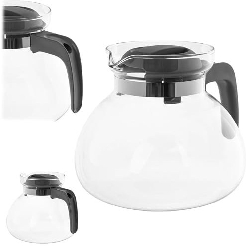 KADAX Glaskanne 1,7L, Kaffeekanne aus hitzebeständigem Glas für Tee, Kaffee und Saft, Teekanne mit ergonomischem Griff und abnehmbarem Deckel (Grau)