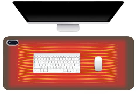 XPJBKC Beheizte Schreibtischunterlage, 80X33cm Beheiztes Mousepad mit 5 Heizstufen, Wasserdichter Beheizbare Schreibtischunterlage Leder, Beheizbare Tischunterlage für Büro Zuhause (Dunkelkhaki)