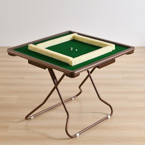 Mahjong Klapptisch mit grüner Filzoberfläche und Getränkehaltern – Tragbarer quadratischer Tisch für Poker, Domino, Puzzles – Weiß