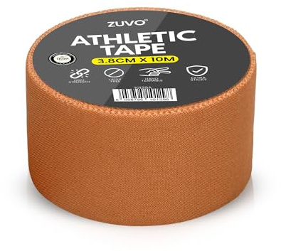 Zuvo Tan Zinc Oxide Tape 3.8cm x 10m, Heavy Duty Rigid Sports Strapping | Rigid non-stretch fabric backing, breathable weave, hand tearable, 38mm width, single roll