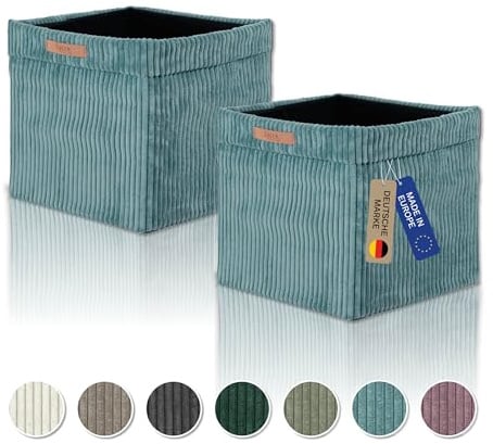 Lycce Kallax Boxen Cord 2er Set mit entfernbarem Cord-Bezug | türkis