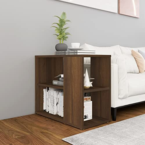 Iiaky Beistelltisch Braun Eichen-Optik 60x30x50 cm Holzwerkstoff Outdoor Beistelltisch Balkontisch Schmal