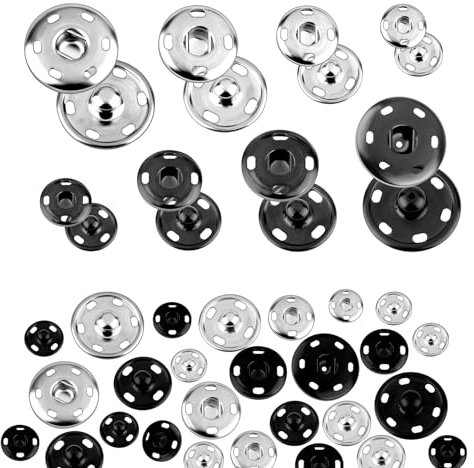 72 Sätze Druckknopf Set Druckknöpfe zum Annähen Druckknöpfe Schwarz Silber Druckknopf zum Nähen von Kleidung für Geldbörse Kleidung und Stoffe Nähe Schuhe Handtasche Kleidung DIY(8.5mm 12mm 15mm 21mm)