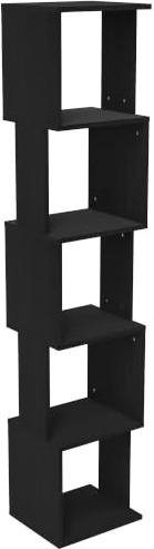 HOMCOM Bibliothek Bücherregal mit 5 Ebenen Bücherregal aus Holz, Regalwürfel Aufbewahrung für Wohnzimmer, Home Office, 33 x 28 x 161 cm, schwarz