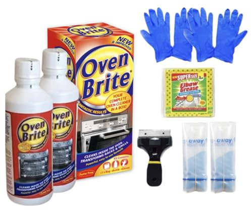 QLV Oven Cleaning Kit 500ml x 2 | Heavy Duty Oven Cleaner with Non-Scratch Scraper, Gloves, Cloth & Bags | Fume-Free, Easy Clean for Racks, Grills, BBQ, Air Fryers | Powerful Kitchen Grease Remover