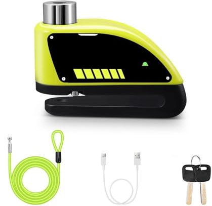 Cerradura De Motocicleta Cerraduras De Freno Disco Recargables De 120dB Cerradura Disco Rueda De Seguridad Con Cable De 1,8 M Candado Candado
