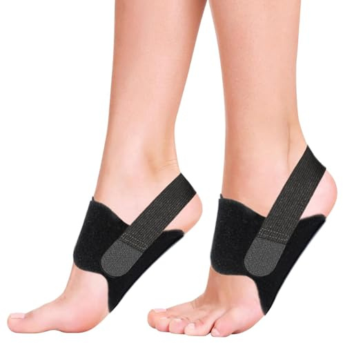 Jorun 2 Pcs Arch Support Braces With Gel Pad Foot Arch Support Bands | Adjustable Black for Collapsed Arches, Flat Feet, and Plantar Fatigue