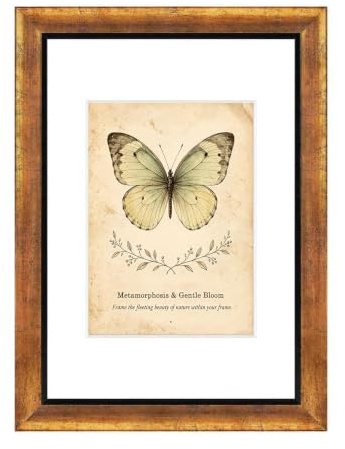 XUANLUO 1 Pack A4 Picture Frames,21 x 29.7cm Rustic Frame,Gold | Matted for 8x6 inch Photo Frames, Wood Grain Color Farmhouse