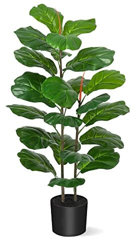 100cm Künstliche Fidel Blatt Feigenbaum Faux Pflanze Indoor Ficus Lyrata Fake Feigenbaum Tropische Pflanze für Bürohaus Wohnzimmer Heimdekor Büro Hof Dekoration