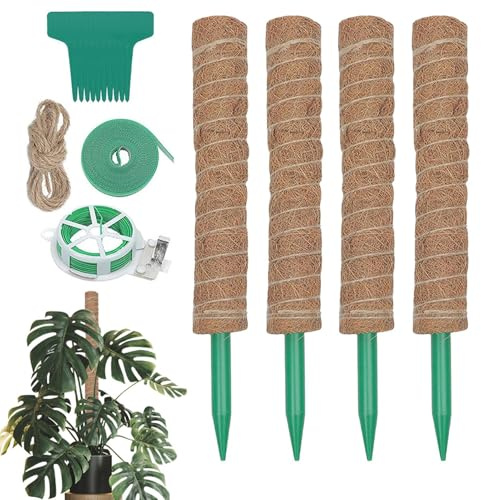 Schaumstoffstäbe für den Innenbereich | 4 Stück, natürlich, flexibel – flexible Schaumstoffstäbe für den Innenbereich – für Efeu, Weinreben, Büro, Zuhause, Balkon, Garten, Terrasse, Brücke