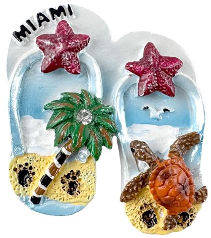 Miami United States Fridge Magnet Travel Souvenir Resin Tropical Beach Flip Flops Style Home Decoration Classic Landmark Craft