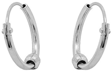 Echte Weiß Gold 9K/14K/18K Ohrringe, 10MM Kugel Au 375/585/750 Weißgold Creole