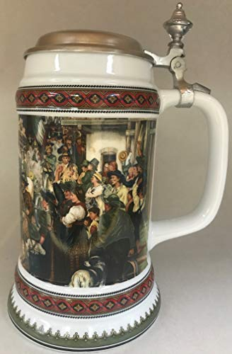 Zimmermann Bierseidel Heimkehr der Sieger 1 Liter mit Zinndeckel - Trinkbecher