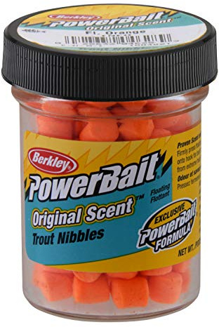Berkley PowerBait Trout Nibbles Fishing Dough Bait, Fluorescent Orange, 1.1-Ounce
