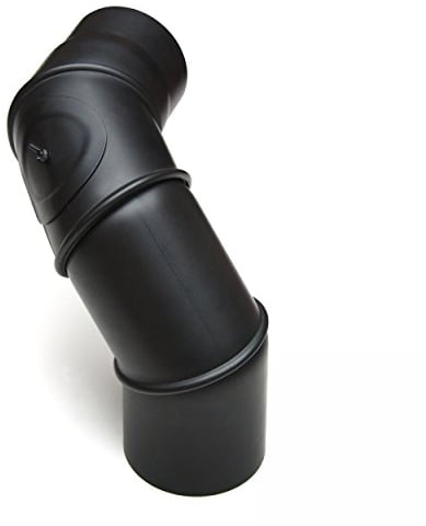 raik Rauchrohrbogen/Ofenrohrbogen Multibogen mit Tür 4-teilig 0-90° drehbar 200 mm Durchmesser 2 mm Stahlblech Schwarz SH062-200-sw