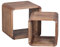 FineBuy 2er Set Satztisch Massivholz Design Couchtisch Akazie 2 Tische, Würfelregal-Set Braun, Wohnzimmertisch Massiv, Beistelltische Holz Landhaus Stil, Holztisch Wohnzimmer,