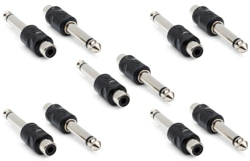 Hosa GPR-101 PAK10 RCA to 1/4 TS Adaptors, Pack of 10