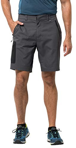 Jack Wolfskin Herren Shorts Jack Wolfskin Active Track Shorts Men Elastisch Atmungsaktiv UV-Schutz Outdoor Softshell Shorts, Dark Iron, 46, 1503791-6116046