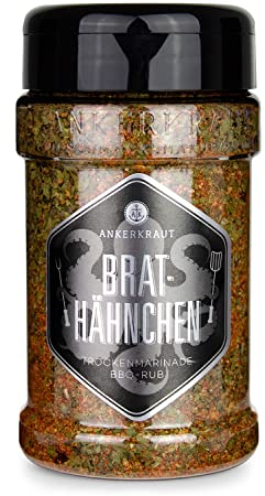 Ankerkraut Brathähnchen, Marinade für knuspriges Hähnchen, Chicken Gewürzsalz für Grill, Backofen und Pfanne, Chicken-Wings selber würzen, BBQ-Rub, 200g im Streuer