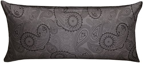 Mako Satin Damast Paisley Bettwäsche Garnitur Davos Kissenbezug 40x80 schwarz - grau