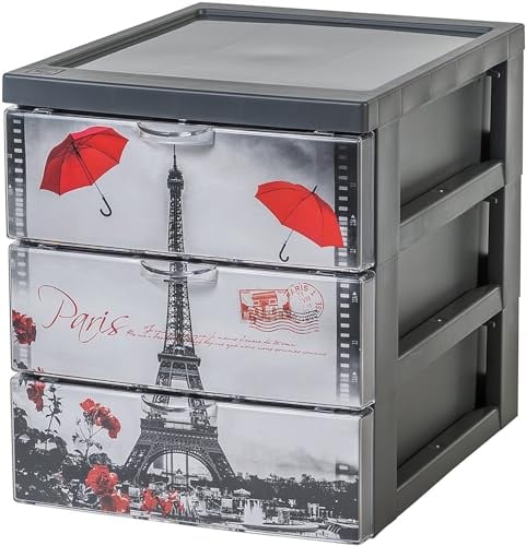 Iris Ohyama, Tour de Rangement Plastique, 3 Petits Tiroirs, Design Paris, Rangement Enfant, Format A5, Organisateur de Bureau, Pour Accessoires, Salle de bain, Cosmétiques, Sans BPA, Tour, SCF-A5