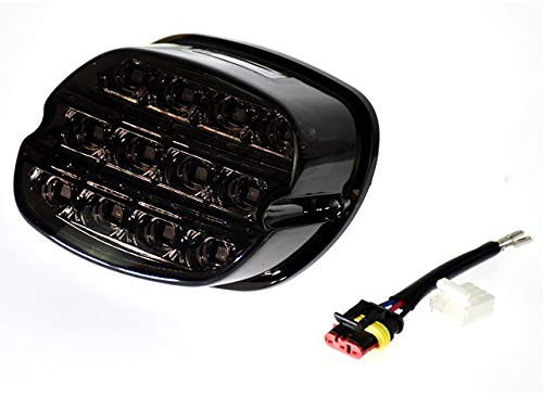 HDBUBALUS Motorcycle Rear Led Tail Light Brake Running License Plate Taillight Fit for Harley Sportster Touring Road King Electra Glide Dyna Fat Boy Night Train Softail Smoke Lense 1 Pcs